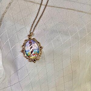 Nautical Lighthouse Pendant Necklace, Nautical  Beach Jewelry